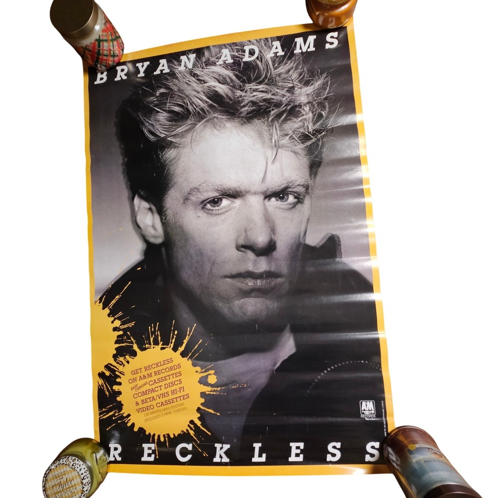 Bryan Adams Reckless Vintage 1984 Promo Album Poster Display 24x36 A&M Records